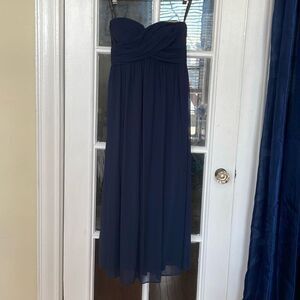 Bill levkoff strapless sweetheart dark navy blue gown prom dress maxi size 10